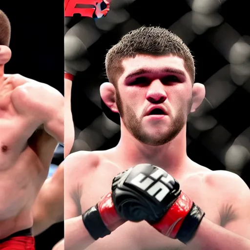 Image similar to Paddy Pimpblett knocking out Khabib Nurmagomedov, UFC, 4K details