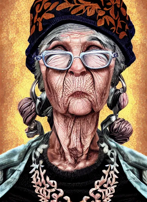 Image similar to gangster granny, detailed digital art