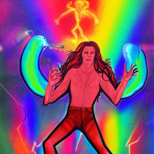 Image similar to satan dancing in a disco, pride, lgbtqa,