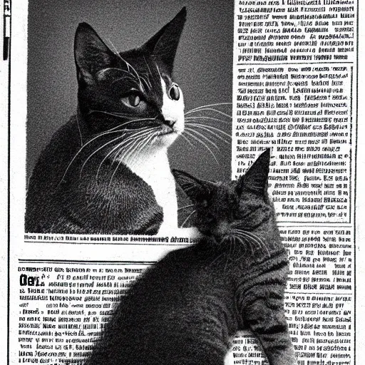 Prompt: black and white newspaper article cat robber realistic macro