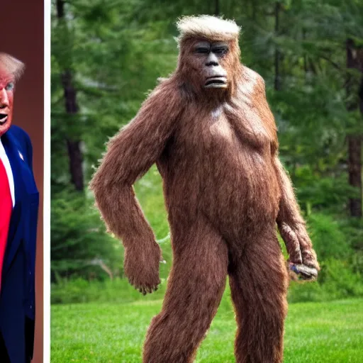 Prompt: trump as bigfoot