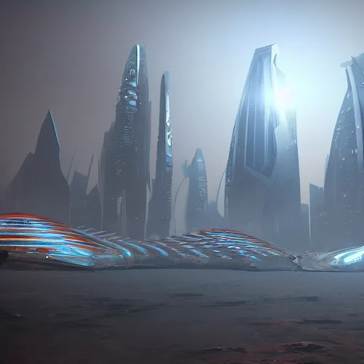 Image similar to futuristic city in the mars design by norman foster unreal engine 8k