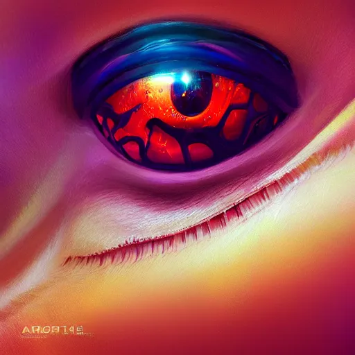 Image similar to Electronic Eye, colorful, fantasy, vivid colors, concept art, sharp focus, digital art, Hyper-realistic, 4K, Unreal Engine, Highly Detailed, HD, Dramatic Lighting by Brom, trending on Artstation