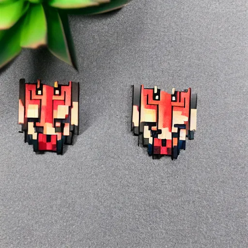 Image similar to lasercut segmented 2d earrings, from world of warcraft