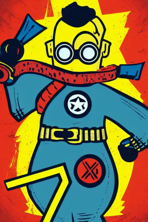 Image similar to fallout 7 6 retro futurist illustration art by butcher billy, sticker, colorful, illustration, highly detailed, simple, smooth and clean vector curves, no jagged lines, vector art, smooth andy warhol style