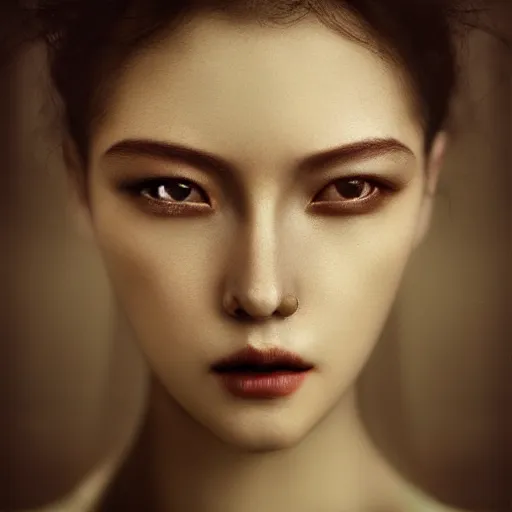 Prompt: A beautiful artistic portrait by Zhang Jingna