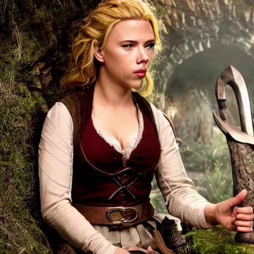 Image similar to scarlett johansson as a hobbit