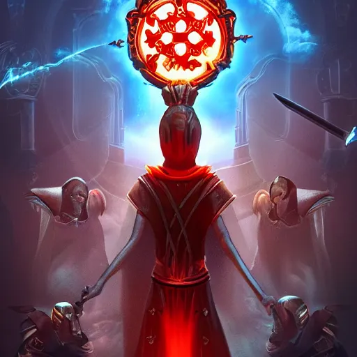 Image similar to full shot of a symmetrical game - icon of horror medieval swords crossed, red powerful fantasy epic legends, game icon stylized, digital illustration radiating, a glowing aura, global illumination, ray tracing, 8 k high definition, intricate details, octane render, unreal engine, trending on arstation