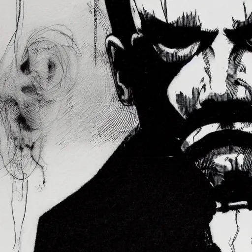 Image similar to Ben Bernanke looking sinister, by Tsutomu Nihei, highly detailed