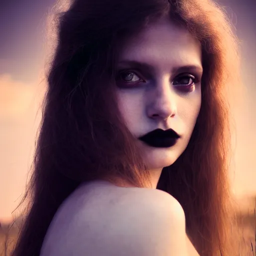 Image similar to photographic portrait of a stunningly beautiful gothic celtic female in soft dreamy light at sunset, contemporary fashion shoot, by edward robert hughes, annie leibovitz and steve mccurry, david lazar, jimmy nelsson, breathtaking, 8 k resolution, extremely detailed, beautiful, establishing shot, artistic, hyperrealistic, beautiful face, octane render