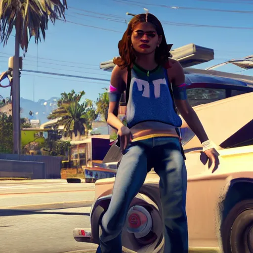 Prompt: zendaya as a gtav character