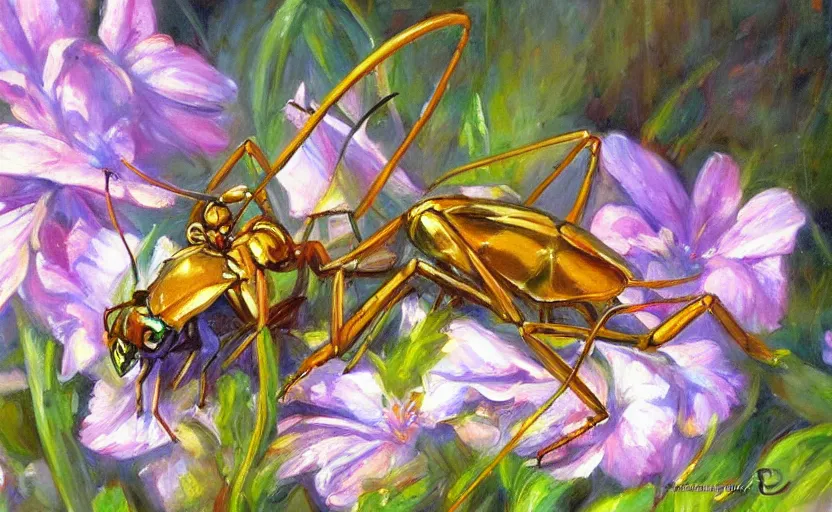 Prompt: Insect Alchemy mantis. By Konstantin Razumov, highly detailded