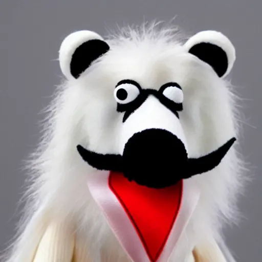 Image similar to a muppet puppet of a white wolf