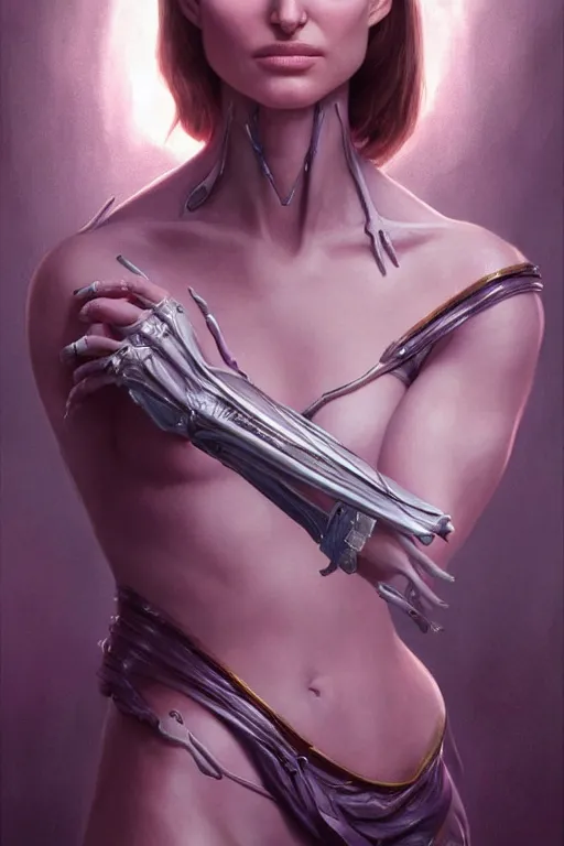 Prompt: natalie portman as a follower of slaanesh, anatomy, only two hands, highly detailed, digital painting, artstation, concept art, smooth, sharp focus, illustration, unreal engine 5, 8 k, art by art by artgerm and greg rutkowski and edgar maxence