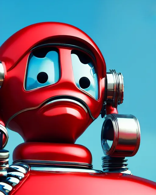 Prompt: highly detailed closeup, face profile portrait of a tin toy retro 1 9 5 0 s robot, bikini, unreal engine, max fleischer, global illumination, detailed and intricate environment
