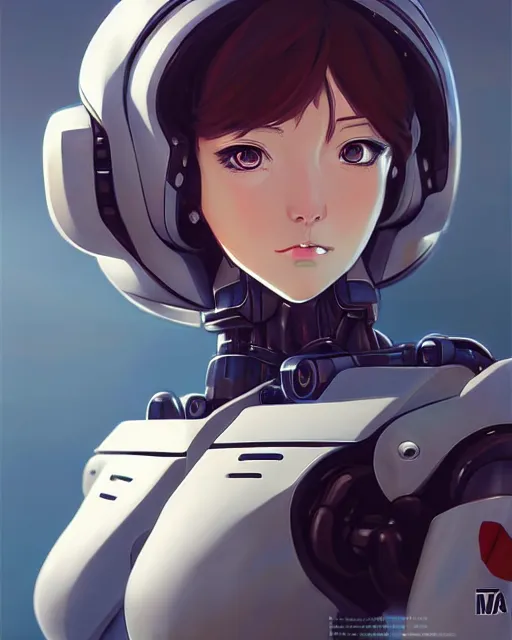 Image similar to portrait Anime Mecha pilot with her Eva cute-fine-face, pretty face, realistic shaded Perfect face, fine details. Anime. realistic shaded lighting by Ilya Kuvshinov Giuseppe Dangelico Pino and Michael Garmash and Rob Rey, IAMAG premiere