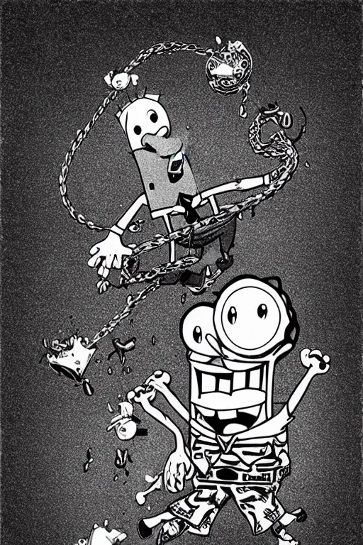 Prompt: SpongeBob in kentaro Miura style