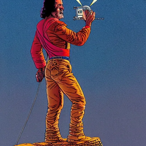 Image similar to mel gibson retro minimalist portrait moebius starwatcher comic by jean giraud, 8 k