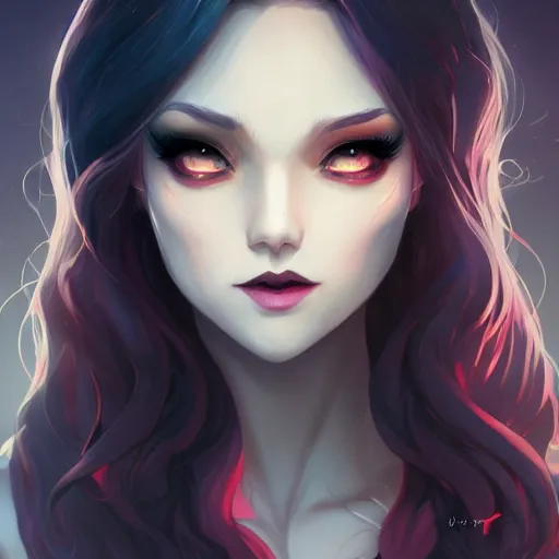 Image similar to a portrait of a alluring vampire, art by lois van baarle and loish and ross tran and rossdraws and sam yang and samdoesarts and artgerm, digital art, highly detailed, intricate, sharp focus, Trending on Artstation HQ, deviantart, unreal engine 5, 4K UHD image