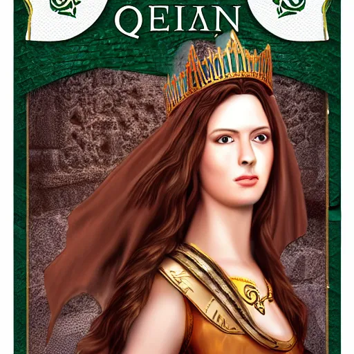 Prompt: book cover of celtic queen with roman general digital art