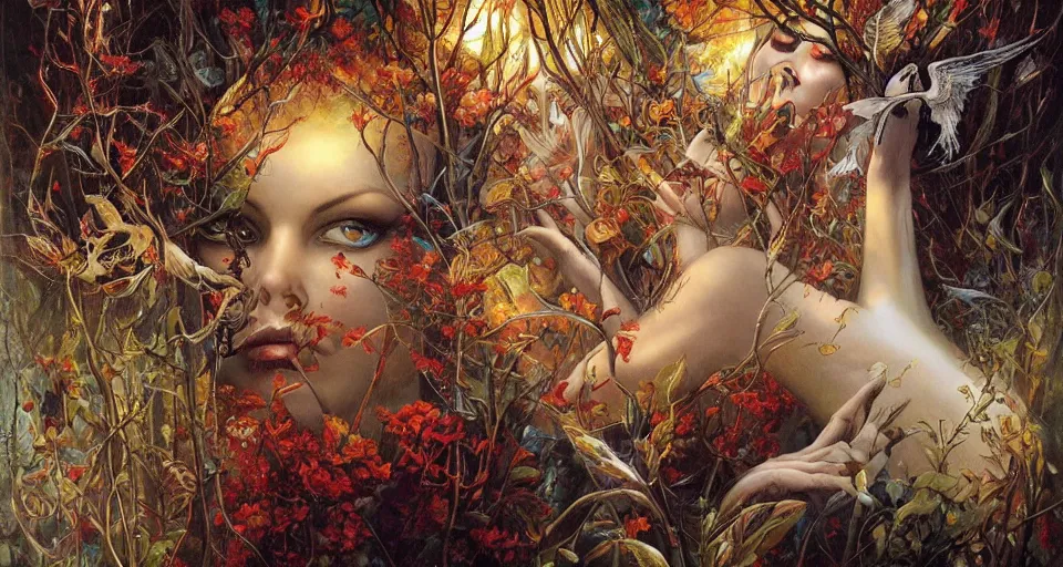 Image similar to Enchanted and magic forest, by Karol Bak