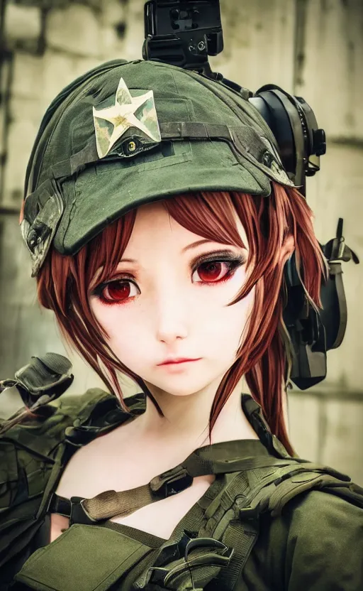 Prompt: portrait photo, highly detailed, high resolution, cosplay photo, stunning, girls frontline style, bokeh soft, 100mm, trending on instagram, by professional photographer, realistic human anatomy, real human faces, realistic military carrier, soldier clothing, modern warfare, realistic weapon, shot with a canon, low saturation