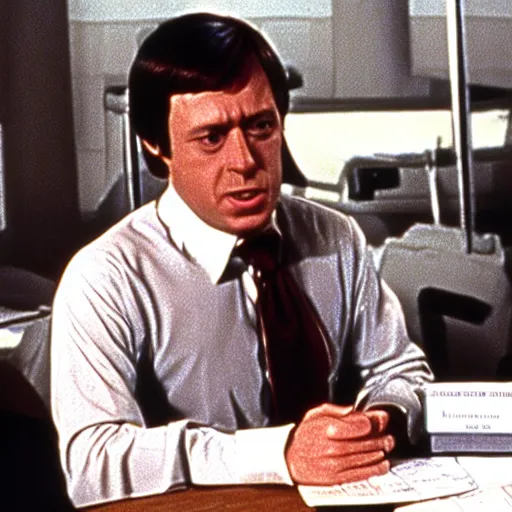 Prompt: film still of Data Scientist from classic 1972 film Data