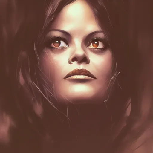 Image similar to closeup portrait of a young and beautiful claudia cardinale, dramatic light, gorgeous view, depth, high detail, digital art, painted by greg rutkowski and seb mckinnon, by tim burton, trending on artstation