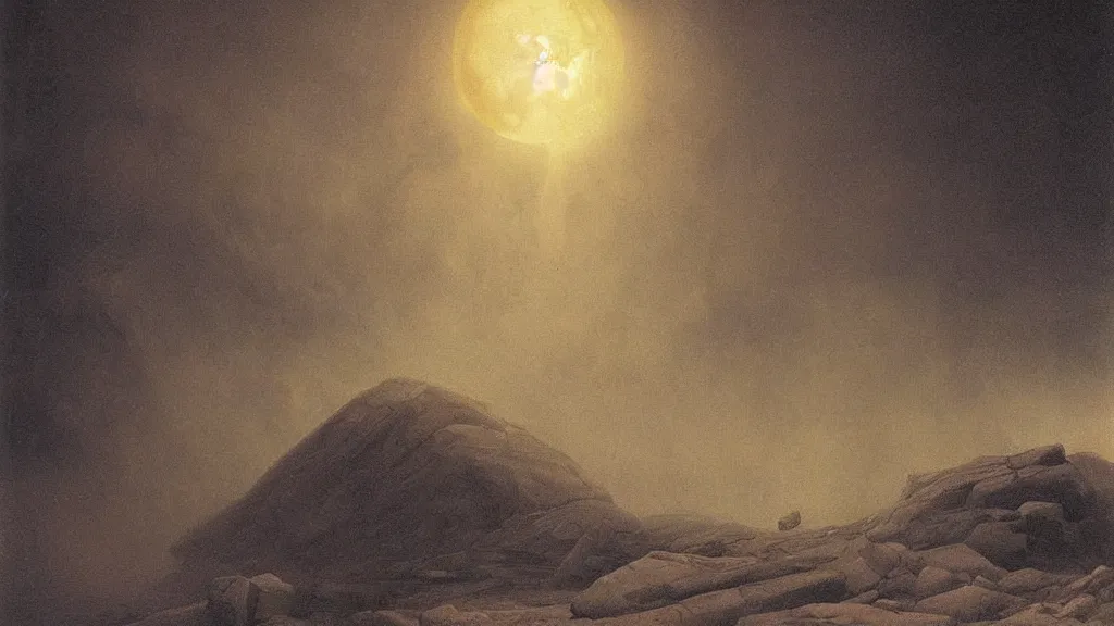 Prompt: The moon crashes into the earth, fault, a shock wave, pieces of land, frightening appearance, catastrophic, Breathtaking , the sun's rays through the dust, noise, Hans zimmer Soundtrack, Expectation, fear, art by Carl gustav carus,