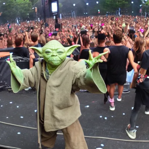 Image similar to Yoda performing a concert at Lollapalooza