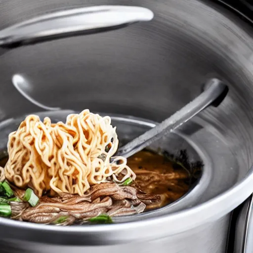 Image similar to highly detailed close up of gordon ramsay cooking ramen in a washing machine