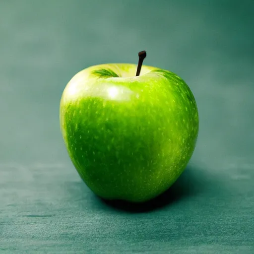 Prompt: a beautiful photo of a green apple, saturated colors