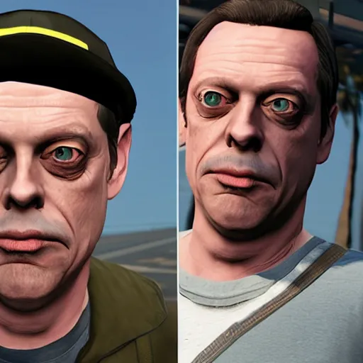 Prompt: Steve Buscemi as a grand theft auto 5 character