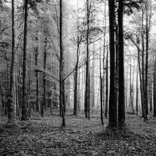 Prompt: light greyscale photograph of a forest, very low contrast