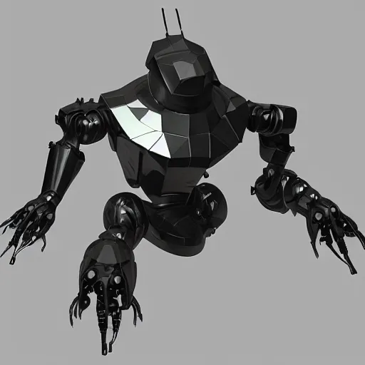 Image similar to hard surface, robotic platform, based on realistic low poly convex shape, 6 claws, symmetric, unreal engine