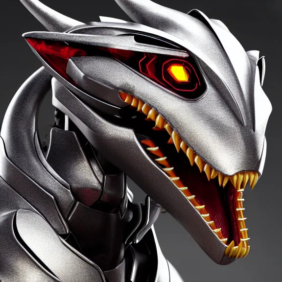 Image similar to close up headshot of a cute beautiful stunning anthropomorphic female robot dragon, with sleek silver metal armor, glowing OLED visor, facing the camera, looking at you, high quality dragon maw open and about to eat you, food pov, the open maw being highly detailed and soft, soft tongue, detailed esophagus, highly detailed digital art, furry art, anthro art, sci fi, warframe art, destiny art, high quality, 3D realistic, dragon mawshot, maw art, pov furry art, furry mawshot, macro art, dragon art, Furaffinity, Deviantart, Eka's Portal, G6