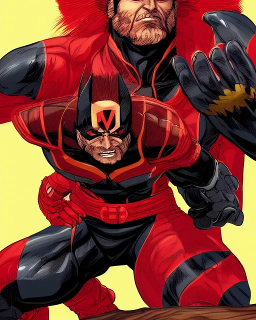 Image similar to portrait comic art of marvels wolverine, black and red color scheme, by inhyuck lee