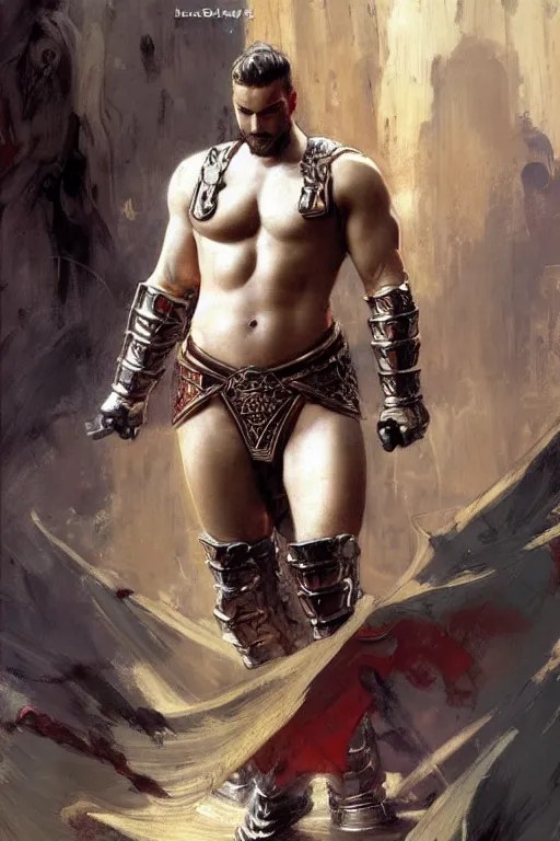 Image similar to attractive beefy male with armor, song dynasty, character design, painting by gaston bussiere, craig mullins, j. c. leyendecker, tom of finland