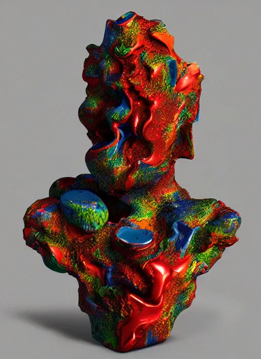 Image similar to 3D abstract resin miniature sculpture by Salvador Dali, psychedelic, abstractionism, realistic, 8K, Hyperrealism, Subsurface scattering, raytracing, Octane Render, Zbrush, simple background