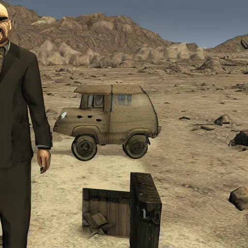 Prompt: Walter White in fallout New Vegas