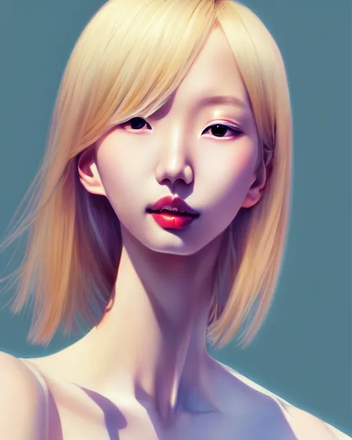 Image similar to portrait of Soo Joo Park as Anime girl cute-fine-face, blonde hair, full body! pretty face, realistic shaded Perfect face, fine details. Anime. realistic shaded lighting by Ilya Kuvshinov Giuseppe Dangelico Pino and Michael Garmash and Rob Rey