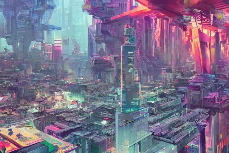 Prompt: futuristic city of metro manila, binondo, illustration painting, intricate, detailed illustration, hd, digital art, overdetailed art, concept art, complementing colors, detailed, illustration painting by leonardo da vinci, digital art, overdetailed art, concept art, complementing colors rendered by beeple, syd meade,