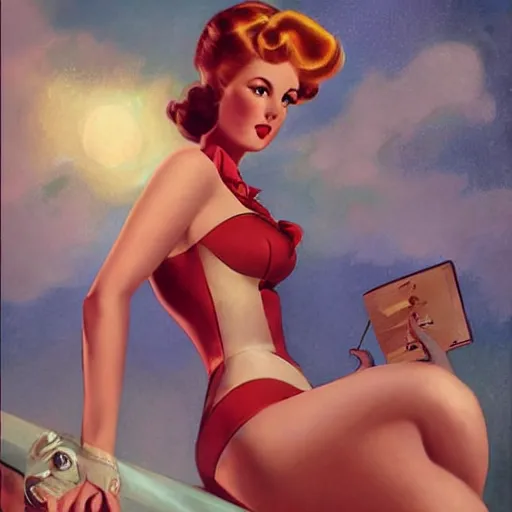 Prompt: a retro 1 9 5 0 pinup by charlie bowater and anna dittmann and gil elvgren.