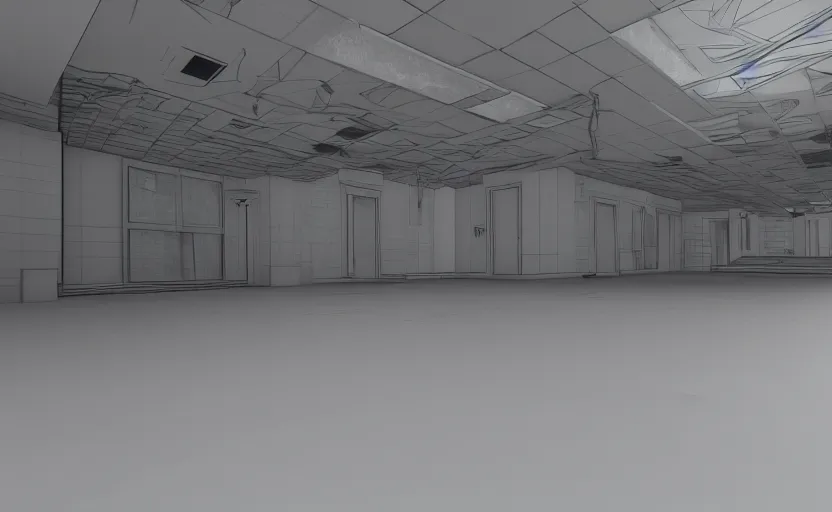 Prompt: empty room, open shiny floor, hyper details, unreal engine and v - ray render.