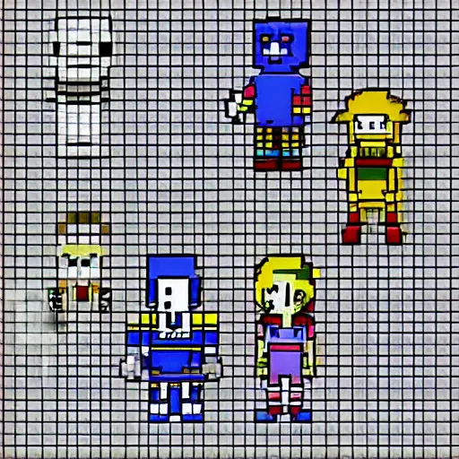 pixel art designs of new undertale characters. ” 