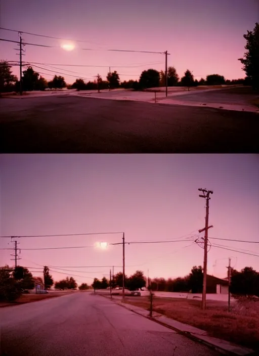 Image similar to a detailed photographic render of a 1 9 5 0 s american suburb at sunset by todd hido, photoreal, 4 k