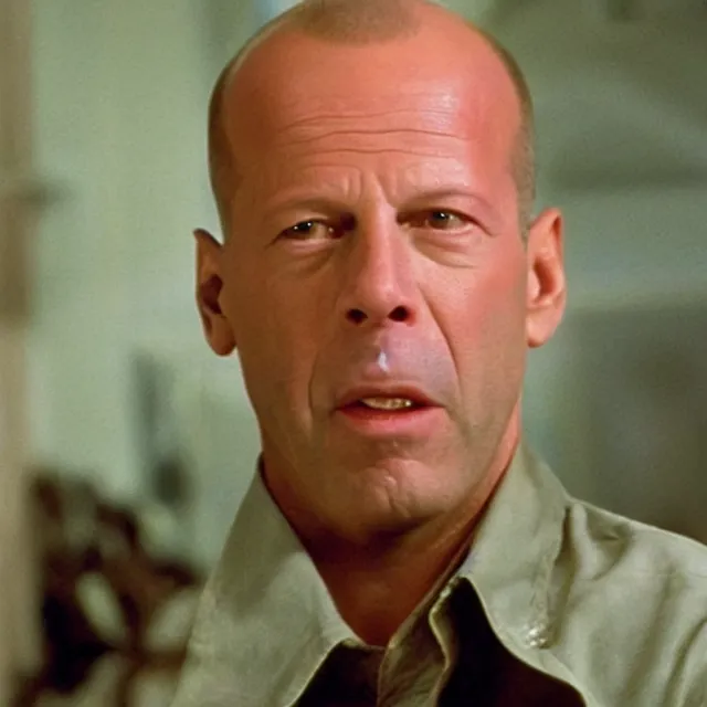 Image similar to bruce willis in a nut costume