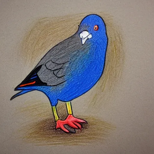 Image similar to Color pencil drawing of a pigeon wearing a FC Barcelona shirt