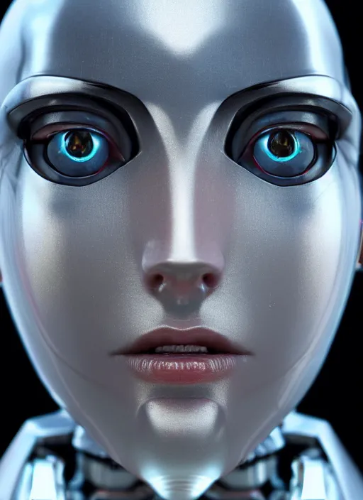 Prompt: extreme close up of a ex machina robot girl, posing in dramatic lighting, plastic clean ultra high definition, uplighting, cinematic, sheek unreal engine 5 ray tracing, by paolo roversi, beeple, masterpiece