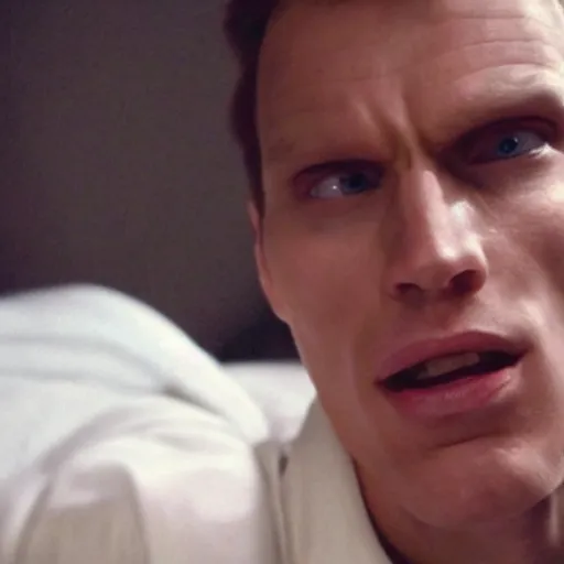Image similar to Live Action Still of Jerma in The Exorcist, real life, hyperrealistic, ultra realistic, realistic, highly detailed, epic, HD quality, 8k resolution, body and headshot, film still